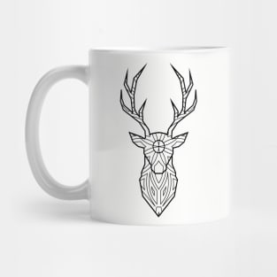 Geometric Deer Head - Black Lines Mug